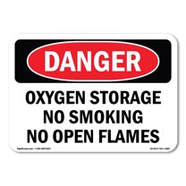OSHA Danger Sign - Oxygen Storage No Smoking No Open Flames | Decal | Protect Your Business, Construction Site, Shop Area |  Made in The USA