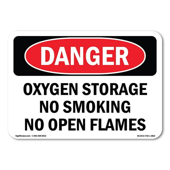 OSHA Danger Sign - Oxygen Storage No Smoking No Open Flames | Decal | Protect Your Business, Construction Site, Shop Area |  Made in The USA