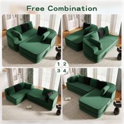 106 Modular Sectional Sofa L Shaped Couch, No Assembly 32D High Density sponge Boneless Sofa,Contrast color design,Fluffy Comfy Couch with L-Shaped Chaise,For Living Room