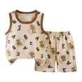 thumbnail image 1 of felwors Toddler Cotton Tank Top Shorts Set, Summer Outfit (Brown, 3-4 Years), 1 of 5