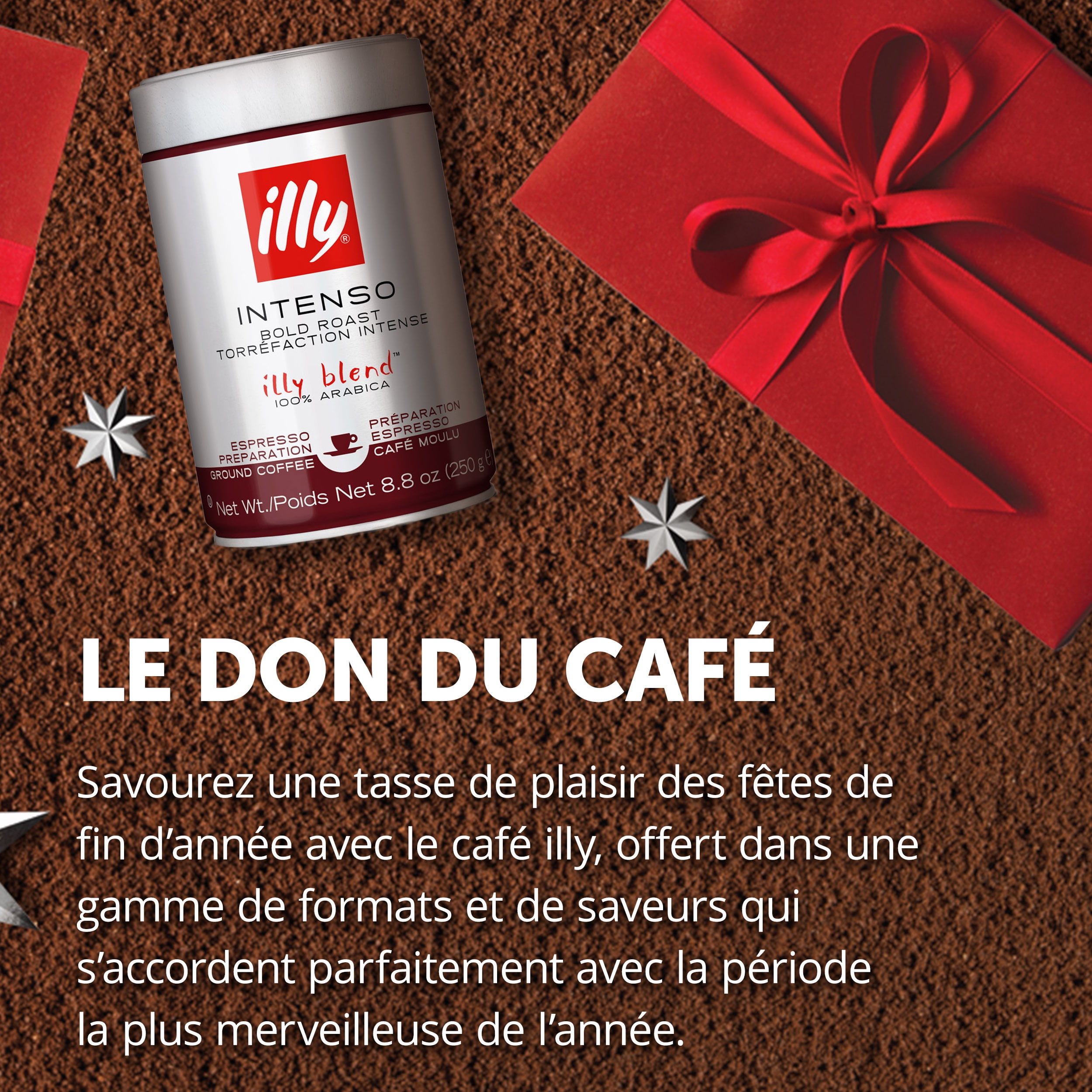illy Ground Coffee Espresso Dark Intenso Bold Roast, 8.8 oz, • Unique pressurized coffee packaging preserves flavor • Sourced from the finest 100% Arabica coffee • Intense, full-flavored taste