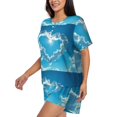 thumbnail image 2 of Rateoe Heart Shaped Cloud Pattern Women's Short-Sleeved Pajama Set - 2 Piece Soft and Lightweight Sleepwear Set-XX-Large, 2 of 7