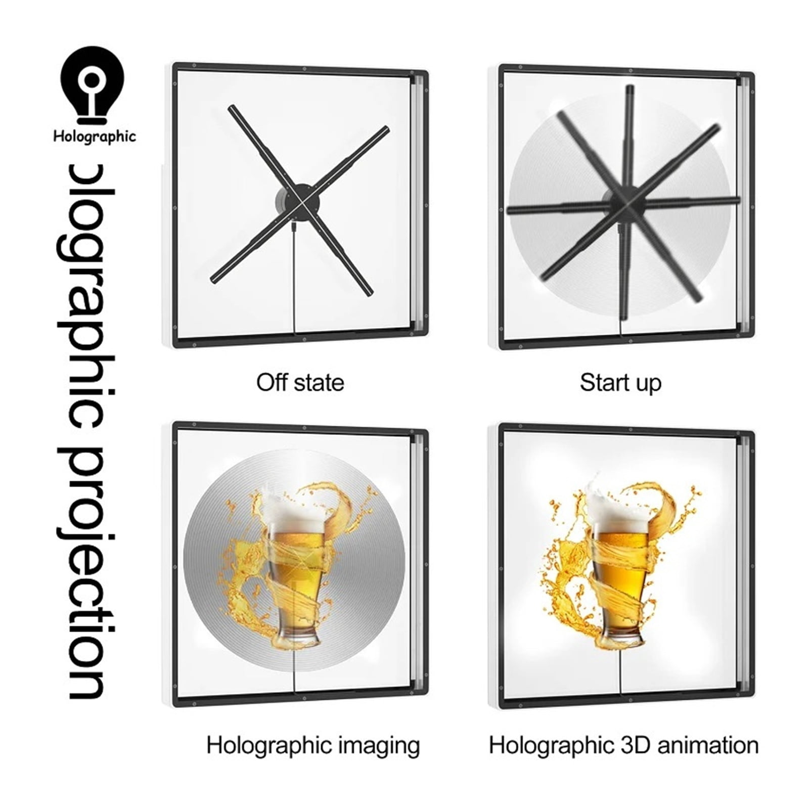 50cm 3D Fan Hologram Projector Wifi Led Sign Holographic Lamp Player Remote Advertising Display