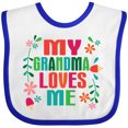 thumbnail image 3 of Inktastic My Grandma Loves Me Girls Girls Baby Bib, 3 of 4
