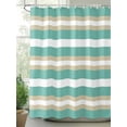 thumbnail image 2 of Fsddascl Turquoise Khaki Striped Shower Curtain Set - Standard 72" x 72" Bathtub Curtain with 12 Hooks, Modern Minimalism Abstract Art Waterproof Fabric Stall Shower Curtains for Bathroom/Bathtub, 2 of 6