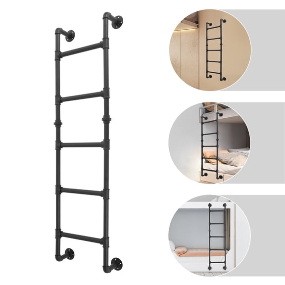 5-Step Carbon Steel Ladder for Bunk Beds - Wall-Mounted Design