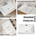 thumbnail image 5 of Los Flexi 17" x 13" Semi Recessed Rectangular Bathroom Sink with Overflow, Glossy White Ceramic Drop-In Basin, 5 of 13