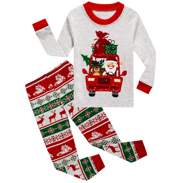 Set de pijamas KikiZye Kids 18-24 M de algodón gris navideño