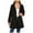 Black, variant on Women's Detachable Hood Water Windbreaker Women's Solid Color Long Sleeved Thin Coat Matching with Various Outfits Hand Wash