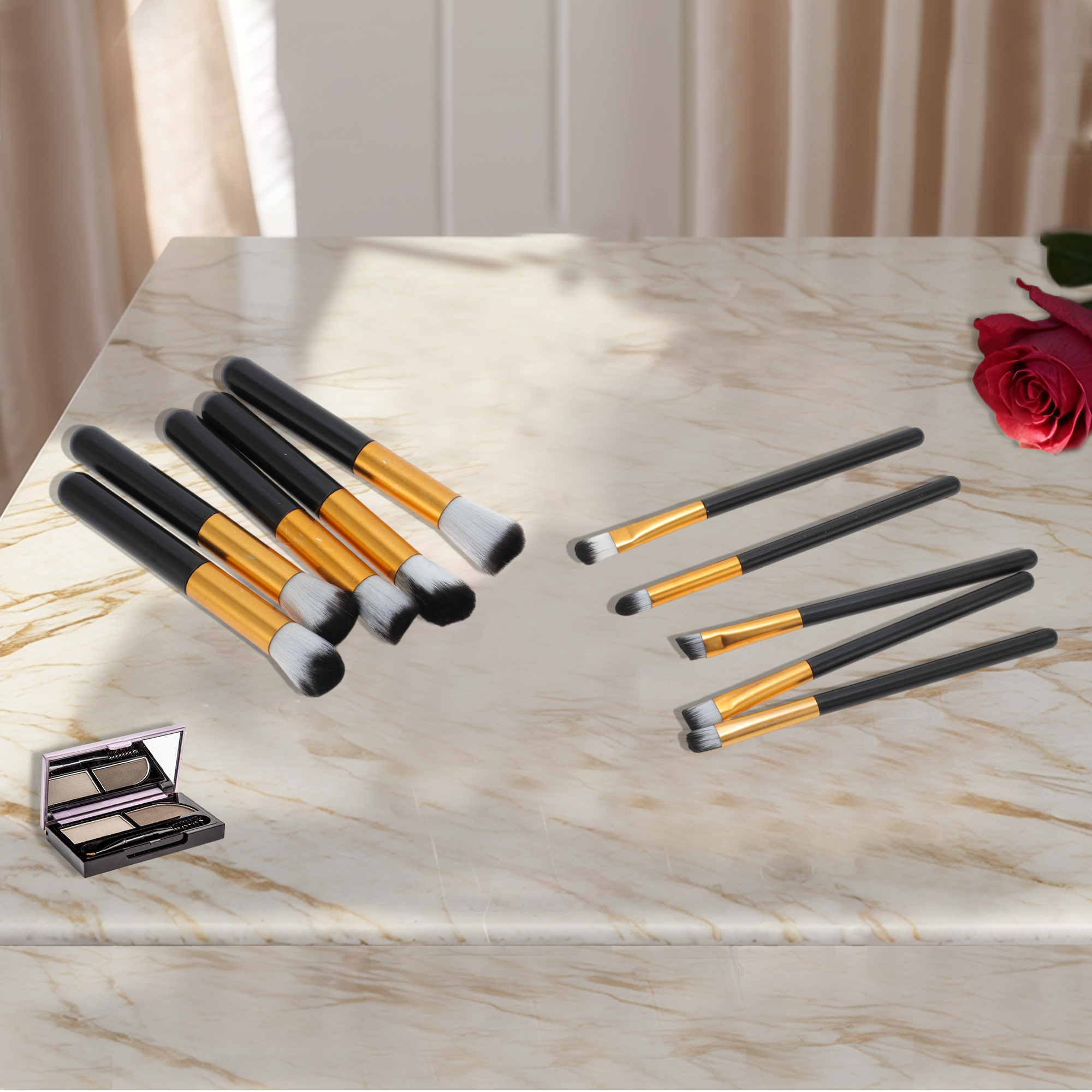 Unique Bargains 10 Pcs Lightweight Makeup Brush for Travel Black