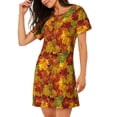 thumbnail image 2 of Fotbe Vintage maple leaf autumn Bata de Dormir para Mujer con Estampado, Camisón de Algodón de Manga Corta, Ropa de Dormir Casual, 2 of 6