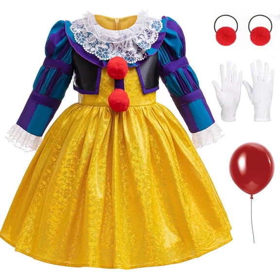 Clown Costume for Toddler Girls Halloween Cosplay Party Dress