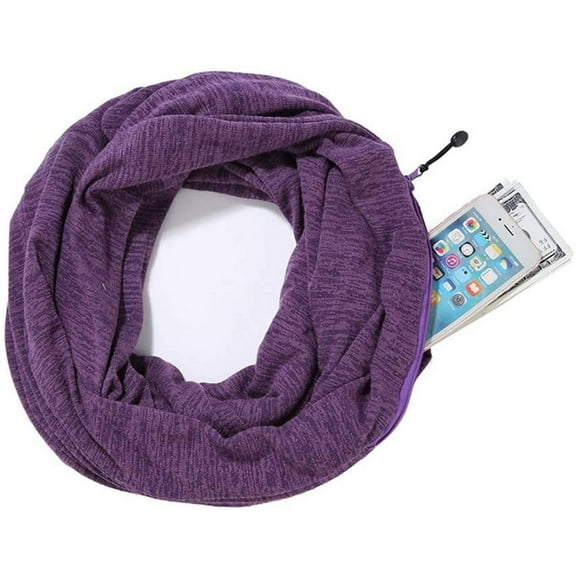 Infinity Scarf with Hidden Zipper Pocket Lightweight Travel Wrap for Women Girls