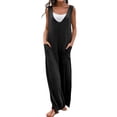 thumbnail image 3 of Kureaily Women Summer Wide Leg Jumpsuit Sleeveless V Neck Casual Loose Jumpsuit Comfy Baggy Tank Romper With Pockets Women Stretchy Trousers, 3 of 4