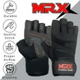 thumbnail image 3 of Weightlifting Gloves with Integrated Wrist Wrap Support Half Finger Body Building Gym Glove Black X-Small, 3 of 6