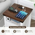 thumbnail image 4 of Nightstand with Charging Station, Farmhouse Nightstand with LED Lights, Modern Rustic Side Table with 2 Storage Drawers, Wooden End Table for Bedroom, Antique White 2pcs, 4 of 8