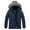 Navy, variant on KVE Men's Hooded Warm Coat Thickened Padded Heavyweight Winter Parka Jacket with Detachable Fur Hood Black M