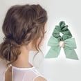 thumbnail image 2 of Unique Bargains 1 Pc Grace Square Pearl Bow Scrunchie Hair Elastic Band Light Green, 2 of 5