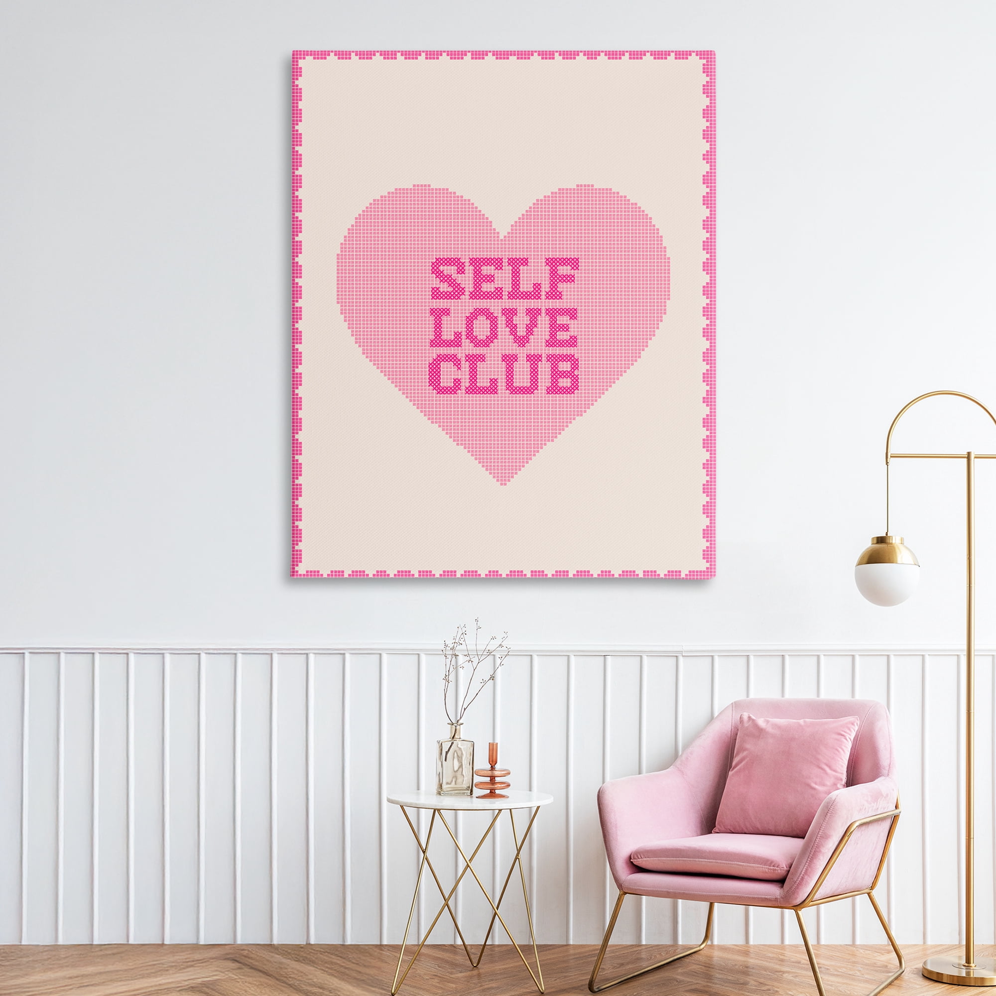 Stupell Industries Self Love Club Pixel Heart Canvas Wall Art, design by Lil' Rue