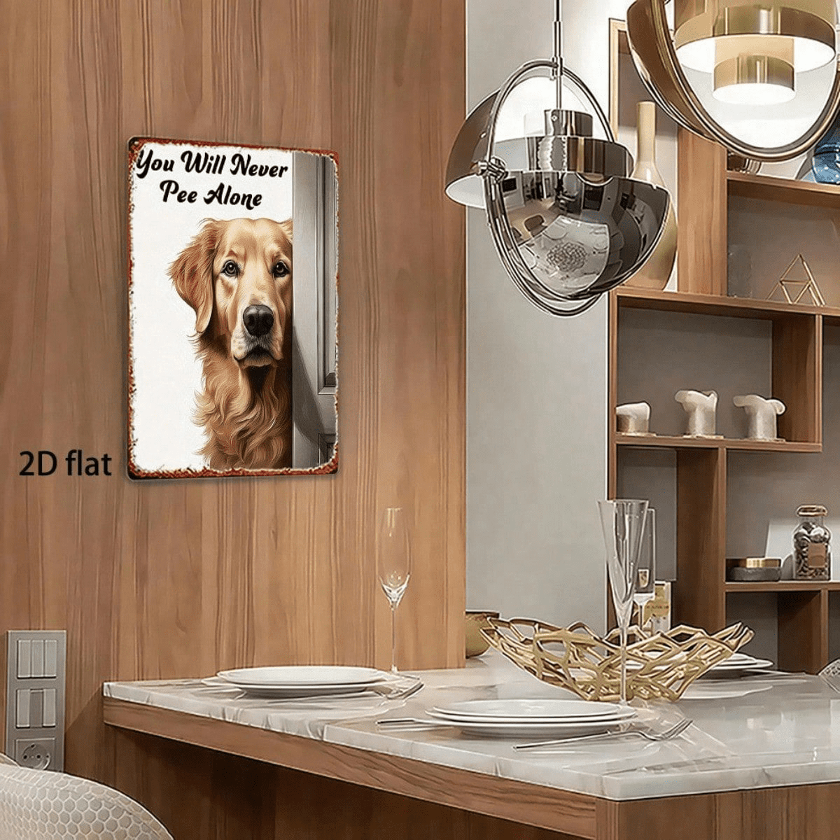 Golden Labrador Dog Metal Tin Sign 8x12 Inch" Vintage Waterproof Rustproof, Wall Art Home Bar Garage Club Decor