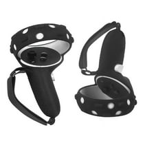 1 Pair of Silicone Controller Grip Cover Sets for Oculus Quest2 with the Palm Straps and 2 Thumb Grip Caps, Black