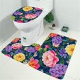thumbnail image 2 of Pioneer Flower Floral Print Pattern Bathroom Rugs Sets 3 Piece,Toilet Cover Set,Absorbent Non Slip Bathroom Mats Sets with U-Shaped Contour Rug Toilet Rug Set, 2 of 5