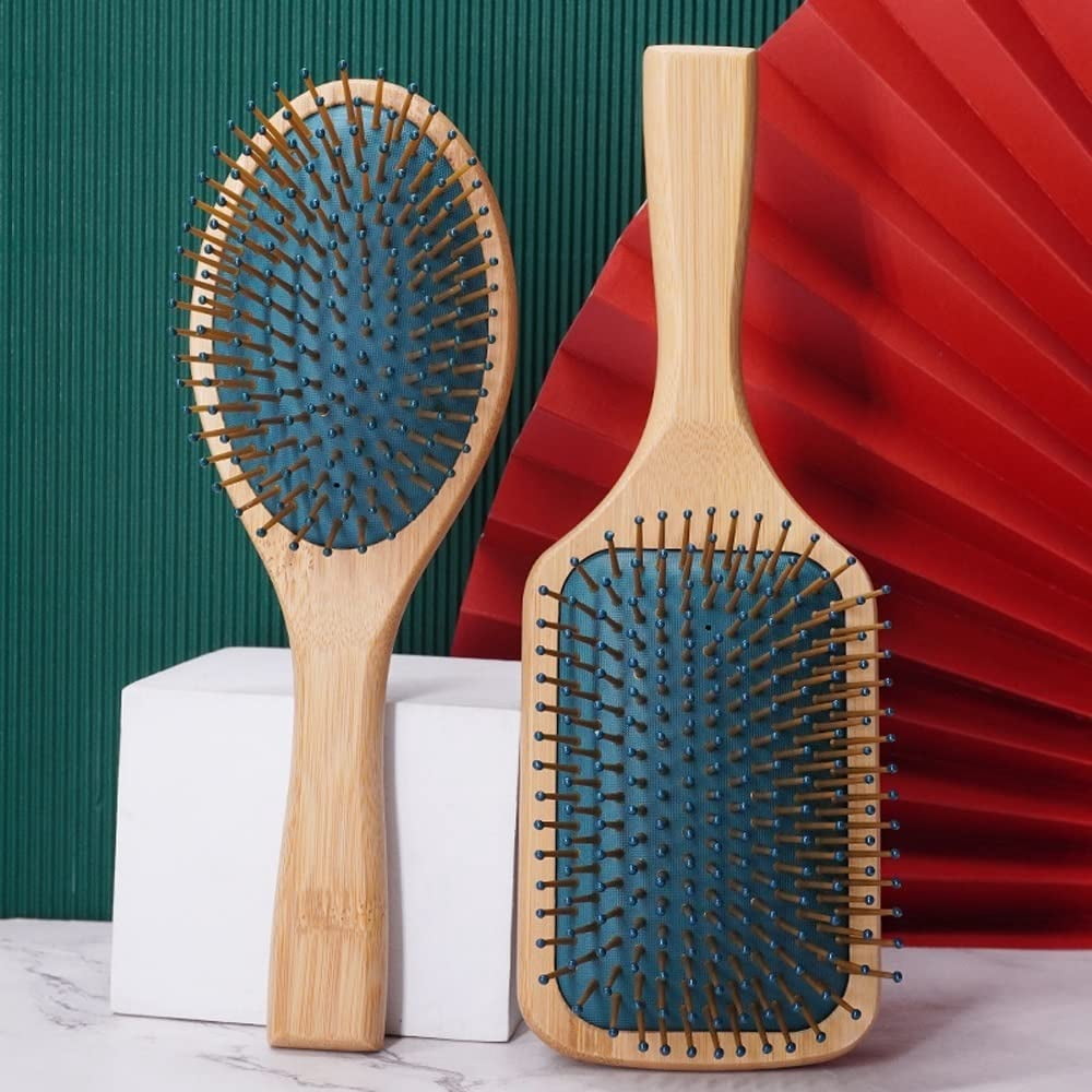 RKXQT Hair Brush, Natural Wooden Bamboo Hair Combs, Massage Comb for Women & Men, Reduce Frizz, Massage Scalp for Straight Curly Wavy Dry Wet Thick or Fine Hair