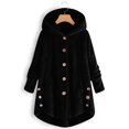 thumbnail image 5 of Plus Size Coat Plus Size Coats Bed Jackets for Women Fuzzy Fleece Jacket for Women Lightweight Cozy Button Hooded Shirts Womens Winter Coats Causal Plus Size Bed Jackets, Black-L, 5 of 7