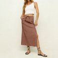 thumbnail image 2 of Maxi Skirts for Women Elastic High Waist Drawstring Ankle-Length Skirt with Side Slit Trendy Loose Fit Versatile Clothes for Casual Daily Pink S, 2 of 5