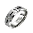 thumbnail image 4 of Hers & His Sterling Silver and Titanium Cz Wedding Ring Set, 4 of 4