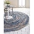 thumbnail image 3 of Unique Loom Braided Chindi Collection Casual Modern Blue Oval Rug (3' 3 x 5' 0), 3 of 4
