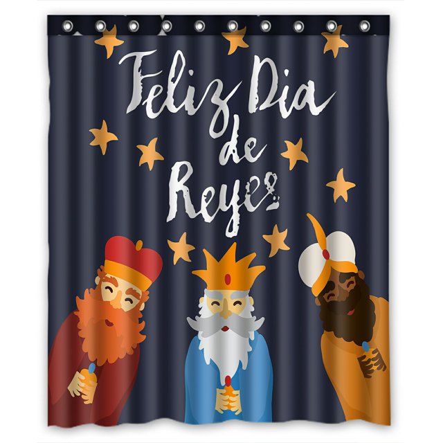 ABPHQTO Tarjeta de Felicitación Reyes Magos Cortina de Ducha de Poliéster Impermeable y Ganchos 150x180 cm