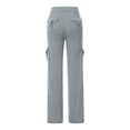 thumbnail image 3 of Franhais Women Plus Size Straight-Leg Cargo Trousers, Solid Color High Waist Pants with Multiple Pockets for Women, XS/SM/L/XL/XXL/XXXL/XXXXL, 3 of 9