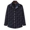 thumbnail image 2 of Camisa informal de manga larga con estampado de rayas y botones para hombre Pompotops oipoqjl27936, 2 of 8
