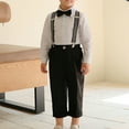 thumbnail image 3 of Boys Gentleman Suits Set, Baby Boys Wedding Birthday Formal Suits Set Shirt with Bowtie + Suspenders Pants, 3 of 4