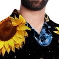 thumbnail image 5 of Crocodile Starry Sky Sunflower Men's Short Sleeve Hawaiian Shirt Button Down Poplin Beach Casual Printed Unisex Summer Tops, 5 of 6