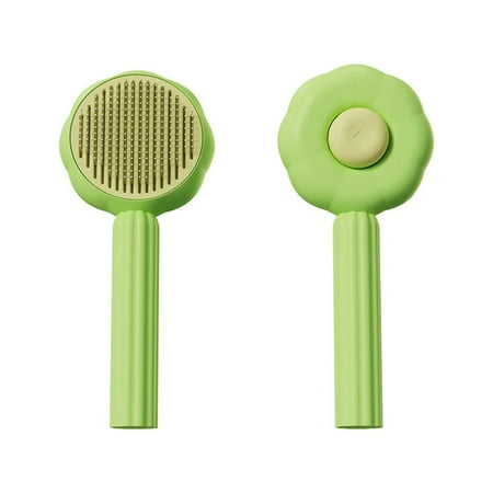 LABUBU Pet Hair Brush,Sunflower Cat Dog Brush,One-Click Cleaning Of Pet Hair Shedding(Green)