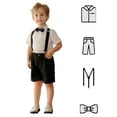 thumbnail image 2 of LYMAYTER Baby Kids Formal Tuxedo Suit Set Short Sleeve Shirt Shorts Bow Tie Suspenders Wedding‌ 1-15Y, 2 of 8