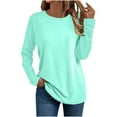 thumbnail image 3 of Women's Cotton Long Sleeve Shirts Crew Neck T Shirts Soft Casual Breathable Tees Basic Tops, 3 of 3