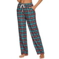 thumbnail image 6 of Annhoo Pajama Pants Women Trendy Plaid Print Lounge Pj Bottoms Loose Drawstring Straight Leg Pants Homewear, 6 of 8