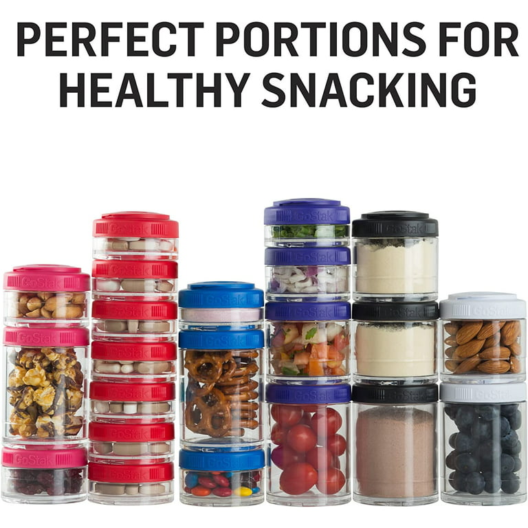 Food Storage Containers for Protein Powder, Healthy Snacks, and Portion  Control, 4-Piece Starter Pak, Black 