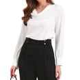 thumbnail image 2 of CAMISA DE TRABAJO CASUAL INSPIRADA CHIC PARA MUJERES CON CUELLO DE CULLERAS, CAMISAS Y BLUSAS TENDENCIA DE OTOÑO XL BLANCA, 2 of 6