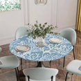 thumbnail image 2 of Fitted Tablecloth for Round Table,Ocean Undersea Coral Seaweed Table Cover with Elastic Edge Waterproof Table Cloth,Watercolor Marine Life on Blue Circle Table Covers for Kitchen Indoor Outdoor, 2 of 9