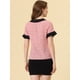 thumbnail image 4 of Blusa de lunares de manga corta con cuello Peter Pan en contraste vintage para mujer rosa negro XS, 4 of 5