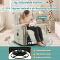 thumbnail image 2 of MEETWARM Power Swivel Rocking Glider Recliner Chair – Heat & Vibration Functions, Wingback Tufted Upholstery, Type-C & USB Ports, For Nursery & Living Room (Beige), 2 of 8