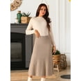 thumbnail image 4 of DARING DIVA Women's A-Line Skirts Stretchy Sweater Midi Skirt S Brown, 4 of 8