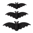 thumbnail image 2 of 3 PCS Woven Bat Wall Hanging Halloween Decor, 3D Scary Handcrafted Black Bats, Rustic Natural Farmhouse Halloween Creepy Decorations for Home Fireplace Door, 2 of 6