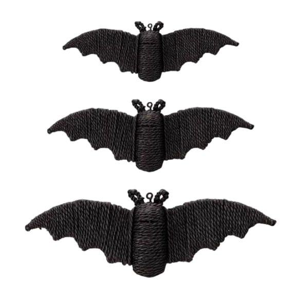 Tepsmf Wicker Bat Decor Set Of 3 Halloween Outdoor Black Woven Rattan Decoration For Indoor Wall Porch Spooky Display
