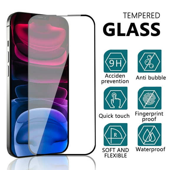 Xhy iPhone 14 Plus Screen Protector 6.1 Inch,2 Pack HD Clear Black Border Tempered Glass 9H Hardness Scratch Resistant Bubble Free Rugged Durable Easy Installation