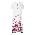 thumbnail image 4 of Guzom Easter Dress for Women- Casual Printed Maxi Dresses Short Sleeve 2023 New Spring V-Neck Womens Tops Purple, 4 of 5
